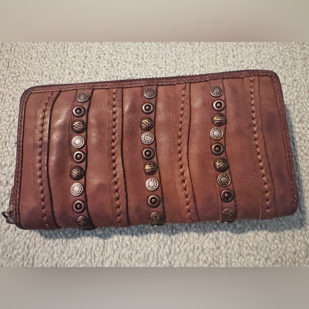 Harbour 2nd Studded Soft Leather Zip Around Wallet.